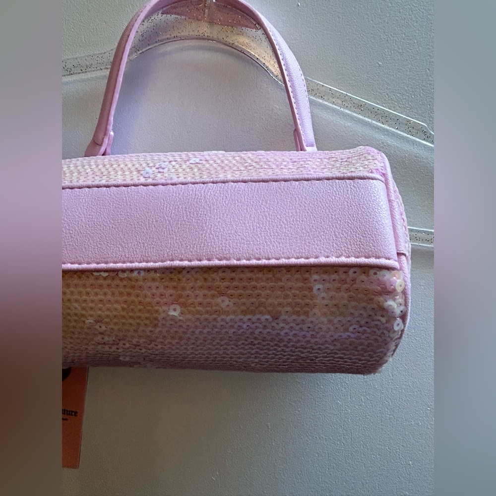 NWT JUICY Couture Pink Sequin Barrel Heart Shoulder Bag Gold look Chain Handle - Picture 9 of 14